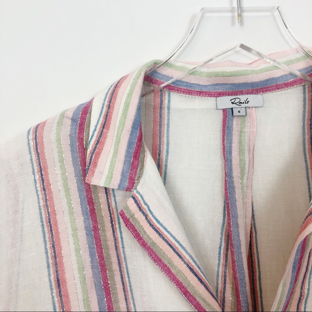 Rails Zuma Havana Stripe Metallic Button Down S - image 4